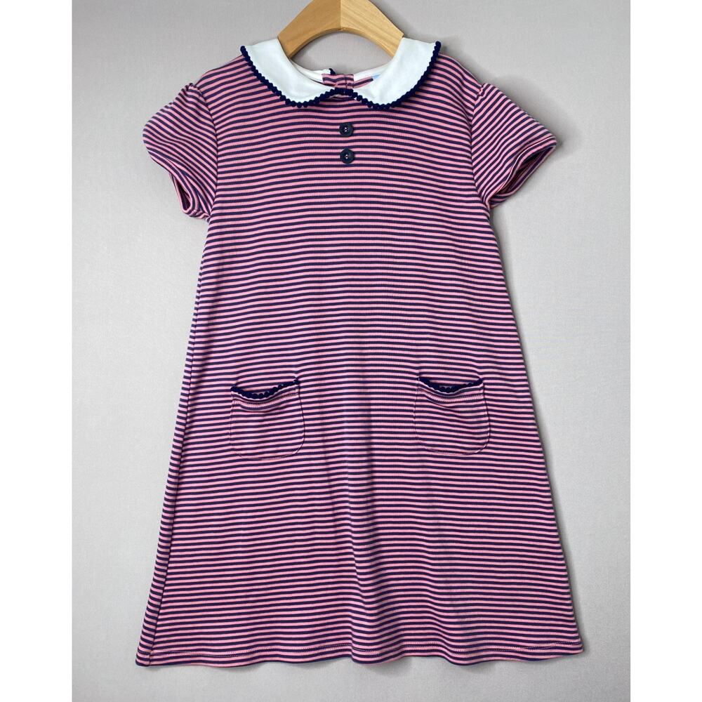 Bella Bliss Pink/Blue Stripe Short Sleeve Cotton Knit Dress Girls 8 Yrs
